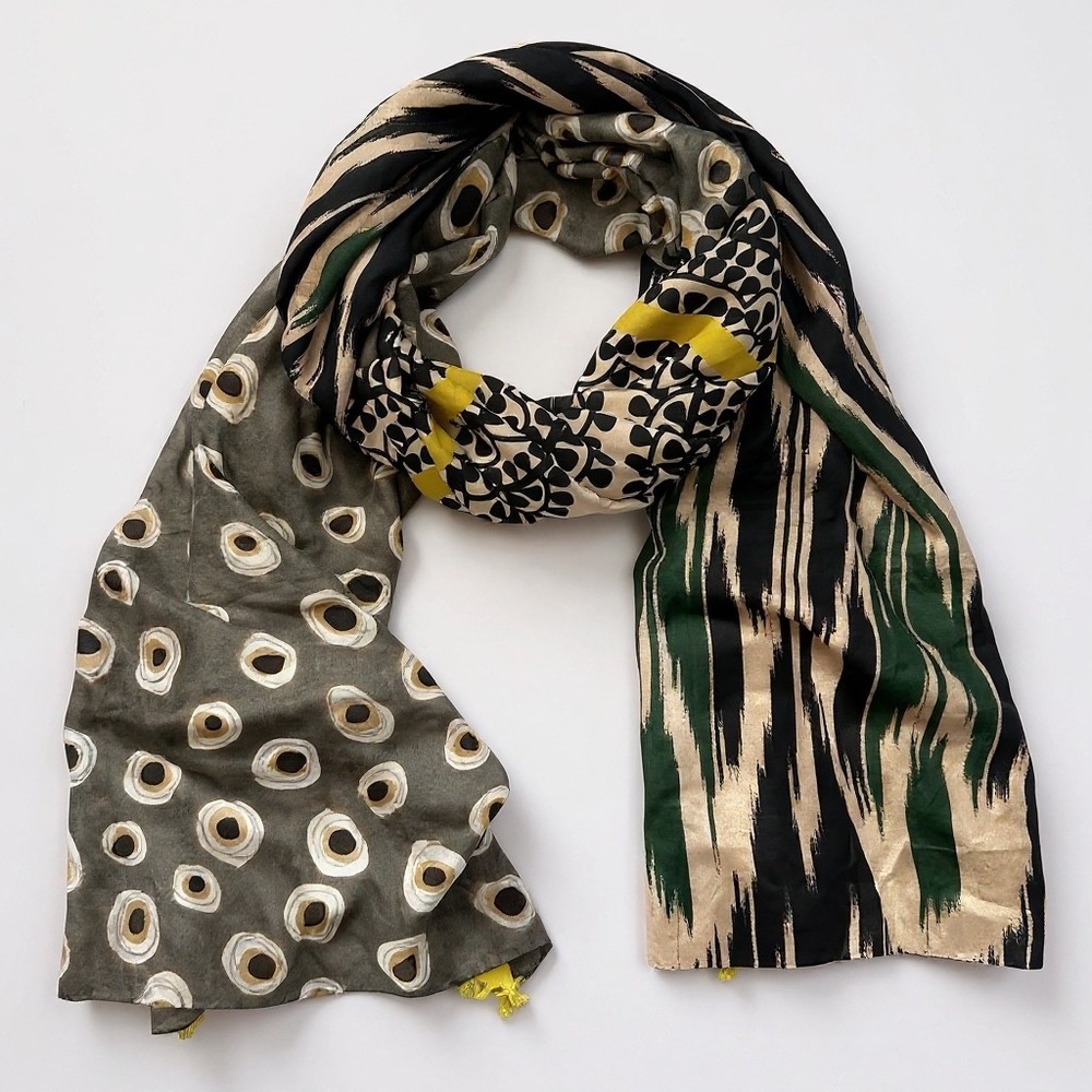 Maliparmi Women's Abstract Print Scarf Silk Mixed Print Merino Wool